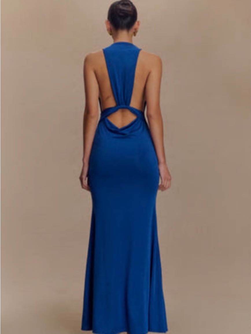 Meshki Royal Blue Backless Maxi Dress